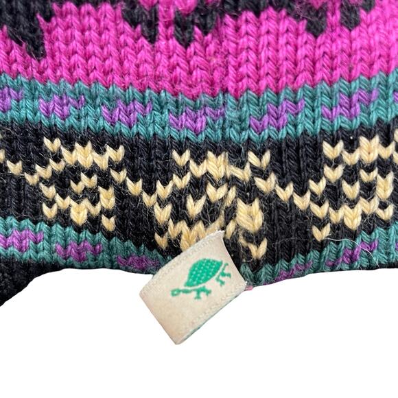 Vintage Turtle Fur Beanie Hat Made In Vermont Pink Fair Isle Chullo Earflap Wool main image 6